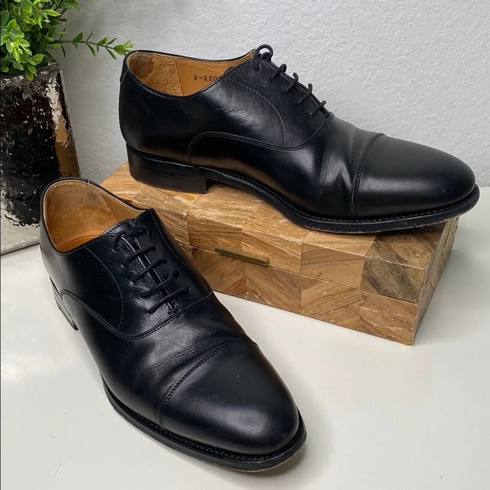 Sebago Cap Toe Oxford Lace Up Dress Shoe Black Leather‎ Size 8.5
